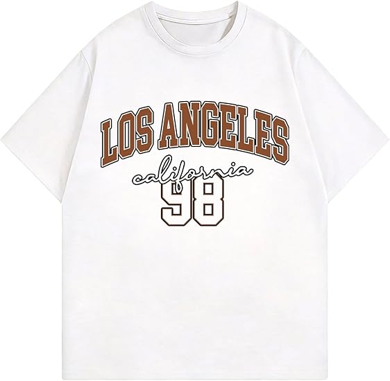 Women's Letter Graphic Tees Crew Neck Short Sleeve T Shirts Summer Tops