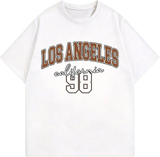 Women's Letter Graphic Tees Crew Neck Short Sleeve T Shirts Summer Tops